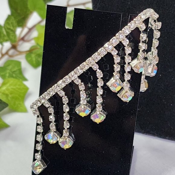 Statement Silver Crystal Collar Bib Necklace Earrings Bracelet Set New - Picture 8 of 11